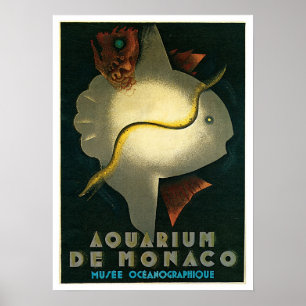 Oceanografiskt museum Monaco Vintage resor Poster