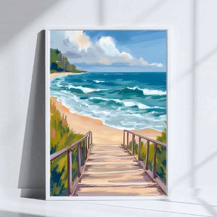 Oceanpromenad Kustvågor Poster