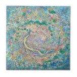 Ocean's Forest: Dragon's Current Kakelplatta<br><div class="desc">Adorn your space with the serene and mystical beauty of "Ocean's Forest: Dragon's Current, " a captivating ceramic art tile adapted from an original Japanese Nihonga masterpiece. This stunning tile invites you into a fantastical underwater realm, where a graceful, small dragon subtly emerges from a swirling symphony of ocean foam...</div>