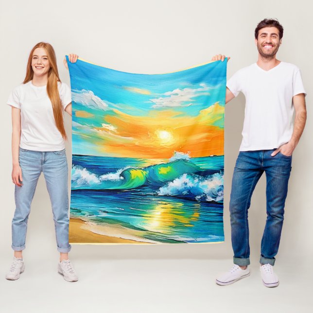Ocean's Kiss: Sunset Vinkar Fleecefilt (På plats)