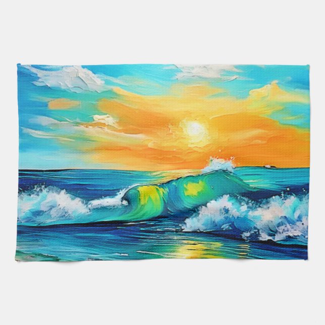 Ocean's Kiss: Sunset Vinkar Kökshandduk (Horisontell)