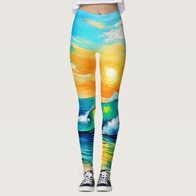 Ocean's Kiss: Sunset Vinkar Leggings (Framsida)