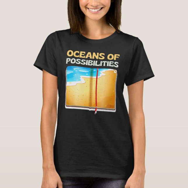 Oceans of Possibilities Reading Books Readers bibl T Shirt (Framsida)