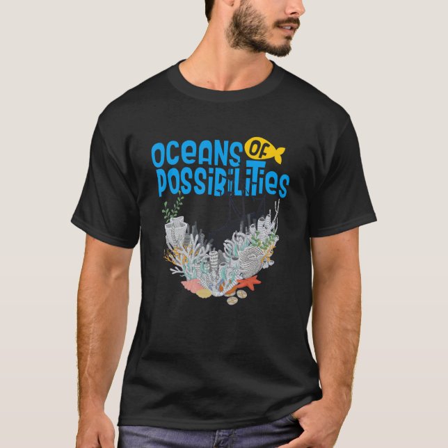 Oceans Of Possibilities Summer Reading  Book Reef T Shirt (Framsida)