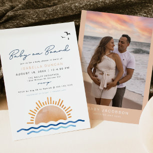 OCEANSIDE Beach Baby på babyskor ombord Inbjudningar