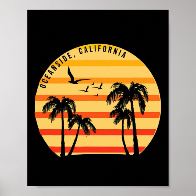 Oceanside Beach California Handflatan Vacation Sur Poster (Framsidan)