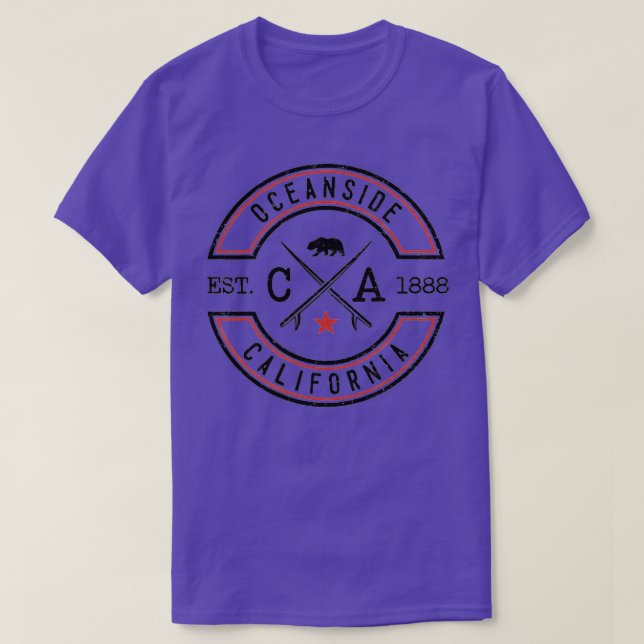 Oceanside Beach California Retro Surfer Front T Shirt (Design framsida)