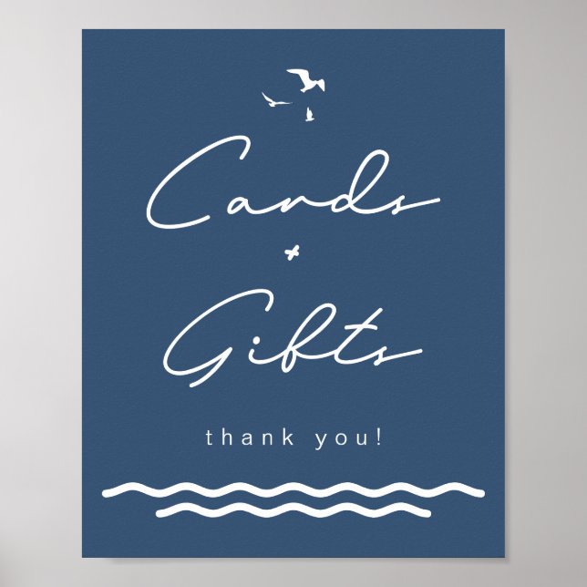 OCEANSIDE Beach Tropical Navy Cards & Gifts Sign Poster (Framsidan)