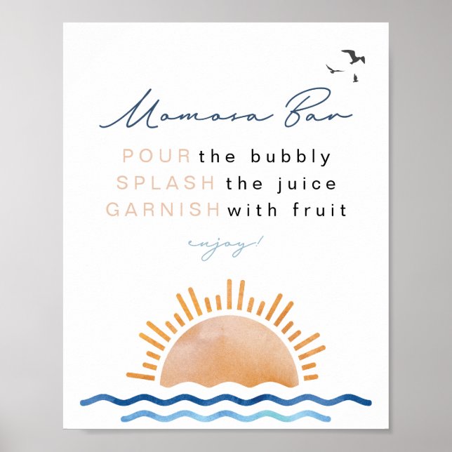OCEANSIDE Beach Tropical Sunset Momosa Pub Sign Poster (Framsidan)