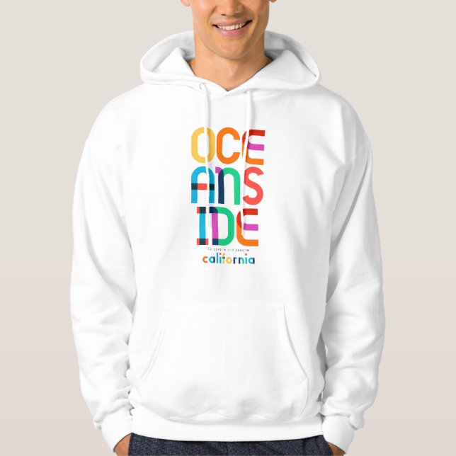 Oceanside California Mid Century, Pop Art. Hoodie (Framsida)