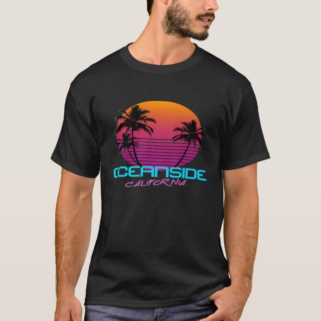 Oceanside California Retro 80s Premium T Shirt (Framsida)