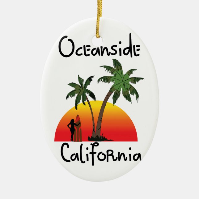 Oceanside Kalifornien Julgransprydnad Keramik (Framsidan)