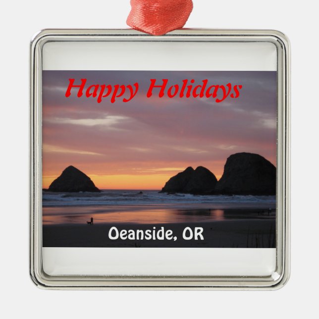 Oceanside Oregon Ordiment Julgransprydnad Metall (Framsidan)