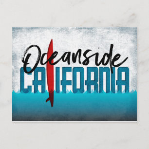 Oceanside Postcard California Postcard Surfboard Vykort