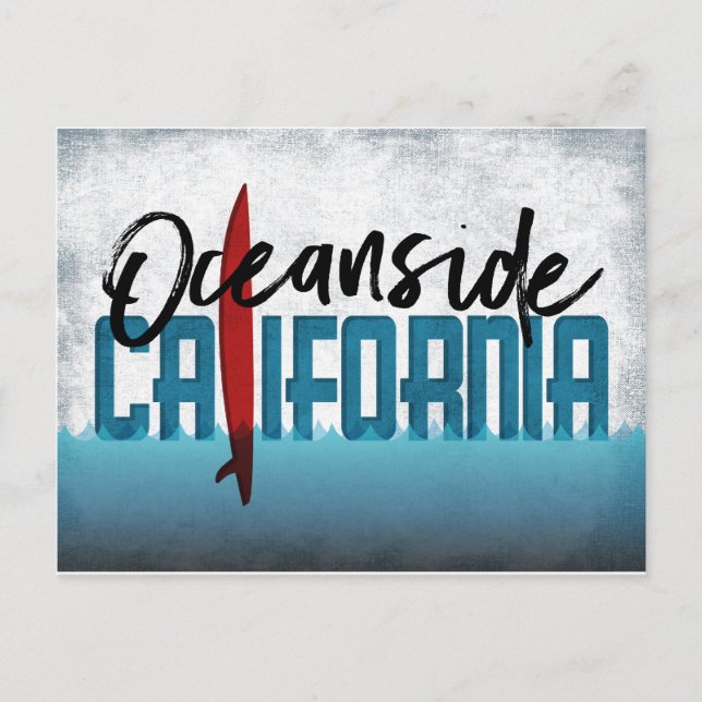 Oceanside Postcard California Postcard Surfboard Vykort (Framsida)