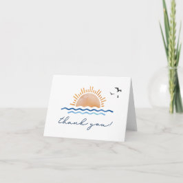 OCEANSIDE Watercolor Beach Ocean Sunset Birds Tack Kort