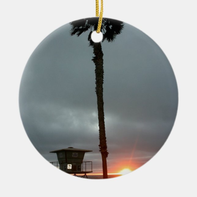Oceansidesolnedgång Julgransprydnad Keramik (Framsidan)