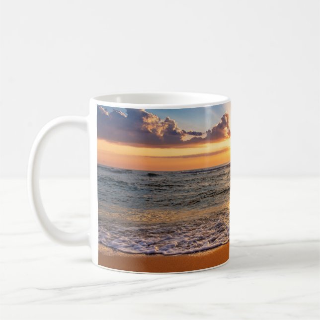 Oceansoluppgång, djup blå horisont. kaffemugg (Vänster)