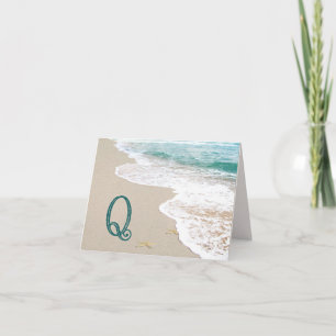 Oceanstrand med monogram bokstav Q Anteckningskort