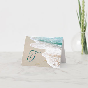 Oceanstrand med monogram bokstaven F Anteckningskort