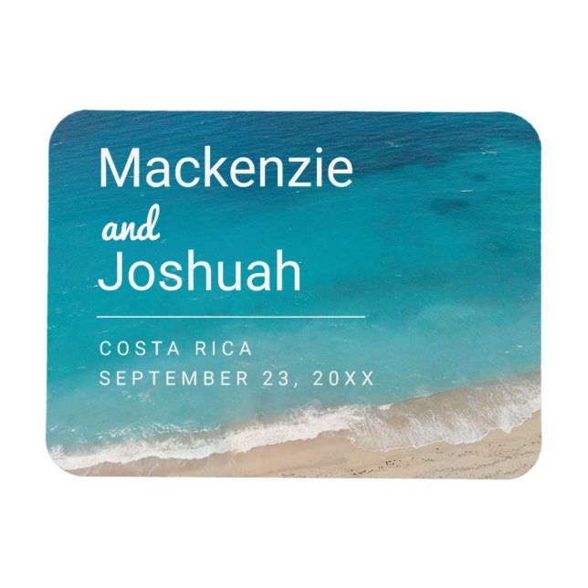 Oceanturkos Vatten Beach Wedding Datumdatum Magnet (Horisontell)