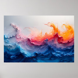 Oceanvåg Fluid Konst Solnedgång Glöd Abstrakt Poster
