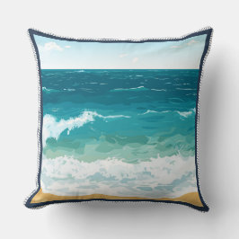 Oceanvågor Minimalistisk Kustnära Stranddesign Kudde