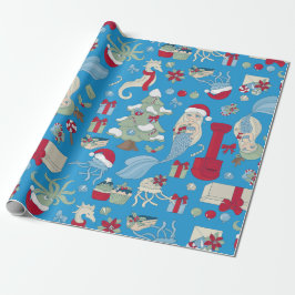 Ocechristmas sjöjungfru seahorse Santa ellyfish Presentpapper