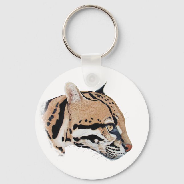 Ocelot Porträtt Nyckelring (Framsida)