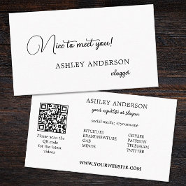 Ocensurerad enkel Vlogger Social Media QR-kod Visitkort