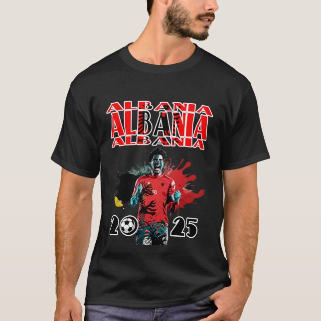 Ocer Goal Firande Albanien Flagga 2025 T Shirt (Framsida)