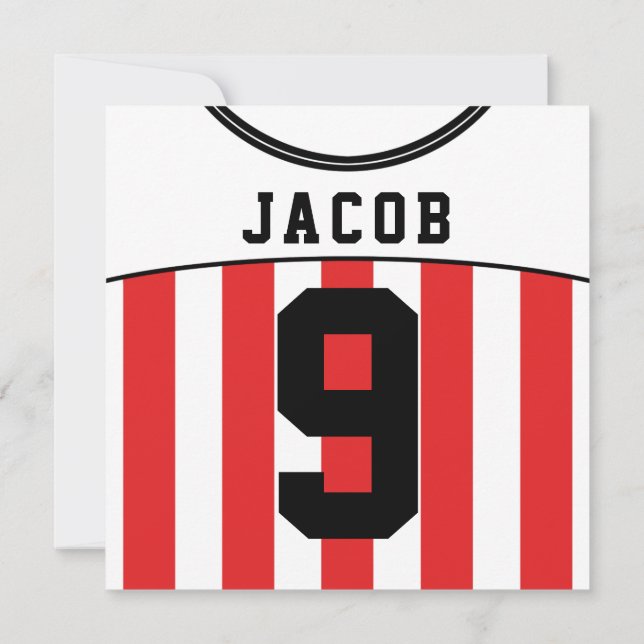 Ocer Jersey Thned Party Inbjudan Template, Red (Baksida)