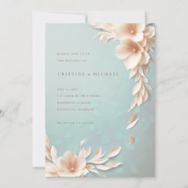 och akvaria 3d blommigt bröllop inbjudningar