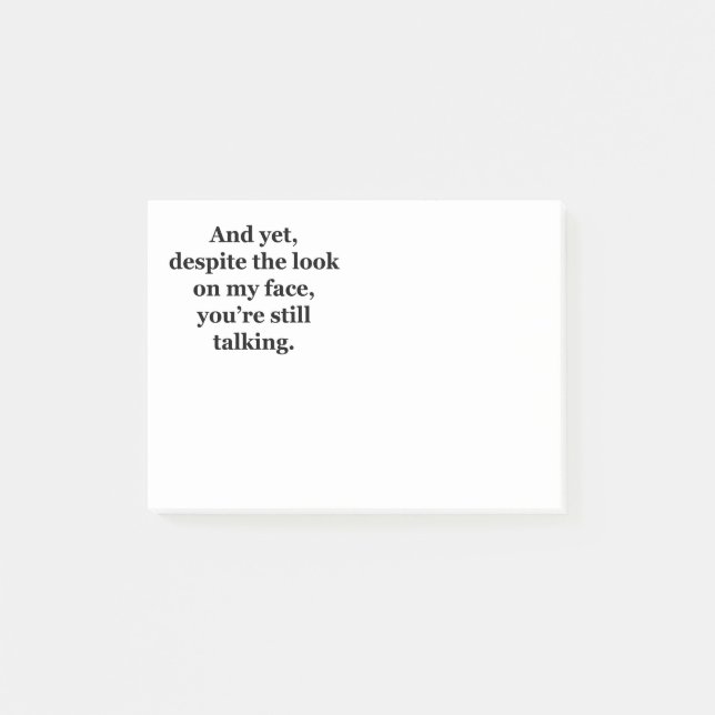 Och ännu, illvilja looken på mitt ansikte post-it block (Framsida)