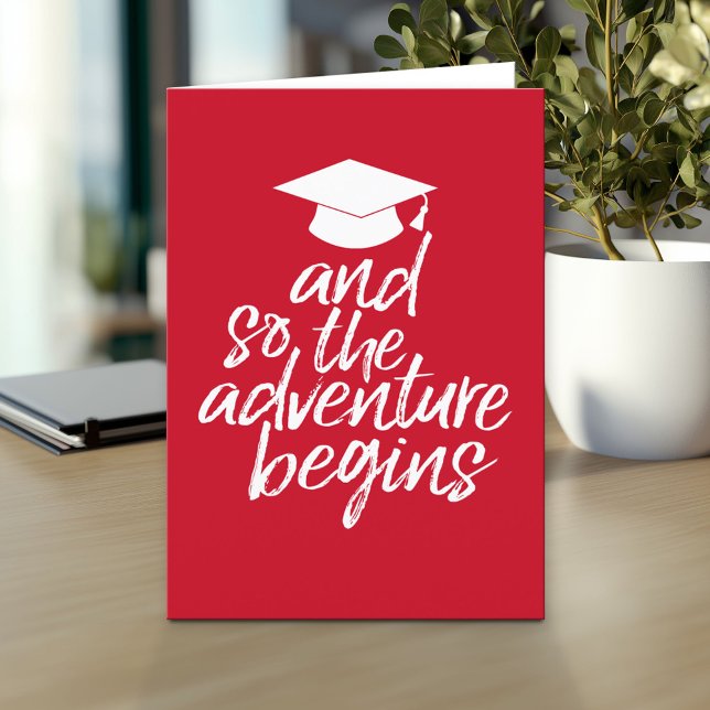 Och Äventyr börjar alltså - Studenten Red Kort (And so the adventure begins - Custom Graduation Greeting Card)