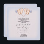 och blå Flinflip flops Beach Wedding Inbjudningar<br><div class="desc">Den här söt bröllop-utformningen kallas och Blue Flinflip flops Beach Wedding. Bakgrunden är en söt rosa med ljusblå gräns för att mjuka upp kant. Överst finns en roligt av ett hjärta som dras i sanden och ett par flippor till vardera sidan för att representera bruden och trimmen. Det finns två...</div>
