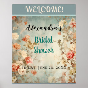 och blå Möhippa för Blommigt med vattenfärg Poster