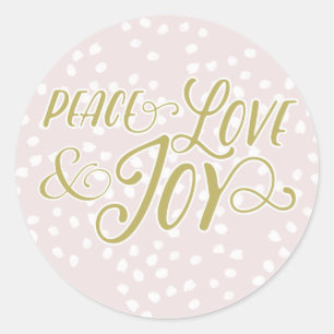  och bronze Peace Kärlek Joy   Helgdag Stickers Runt Klistermärke