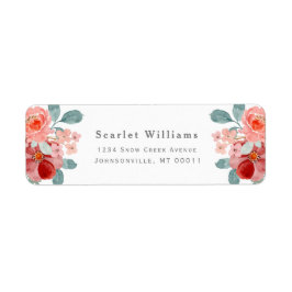  och burgundska vattenfärgen Blommigt Bröllop Returadress Etikett