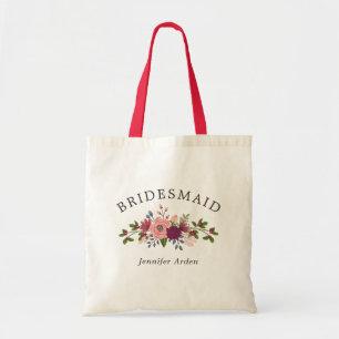 och burgundy Flowers Bröllop Bridesmaid Tygkasse