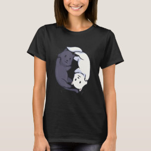 Och Cat Yin och Yang Halloween för T Shirt