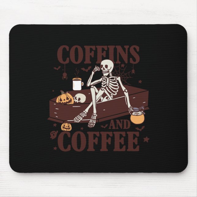Och Coffee Funny Skeleton Halloween Musmatta (Framsidan)