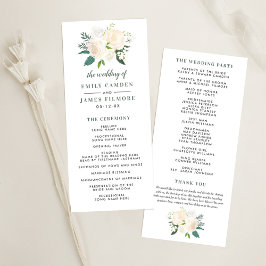  och Cream Blommigt Bouquet Bröllop Ceremony Program