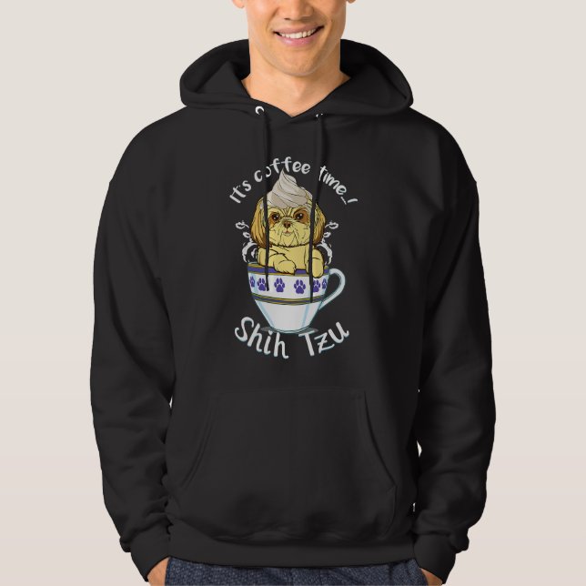 Och Cute Hund och Coffee Kärlek Shih Tzu Hund avel Hoodie (Framsida)