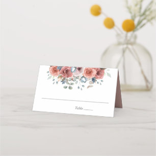  och dammblå Blissful Blommigt, Bröllop Placeringskort