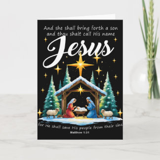 Och du ska kalla hans namn Jesus Nativitet Kristus Kort