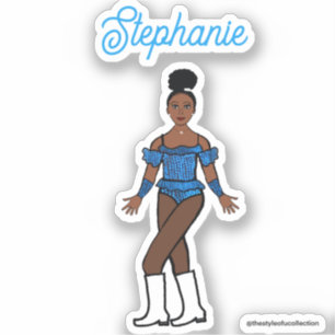 Och en Namn Dancer Stickers Blue Stones Klistermärken