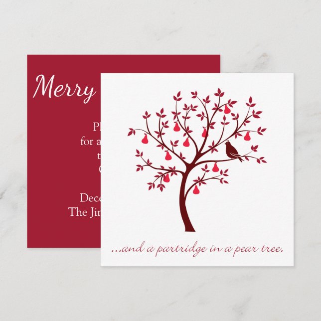 Och en partril i ett päron träd inbjudningar (Fram/baksida)