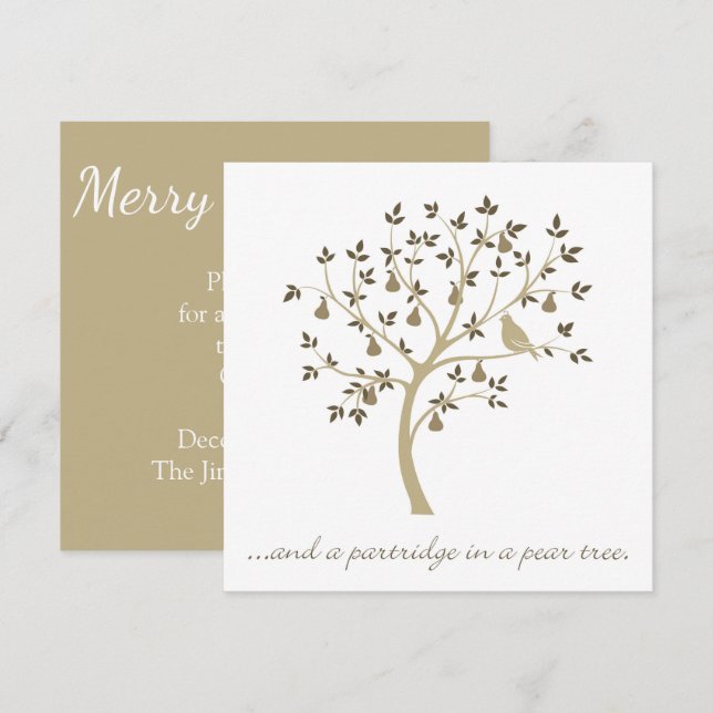 Och en partril i ett päron träd inbjudningar (Fram/baksida)