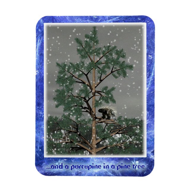 Och en porcupin i Gräs Träd Magnet (Vertikal)